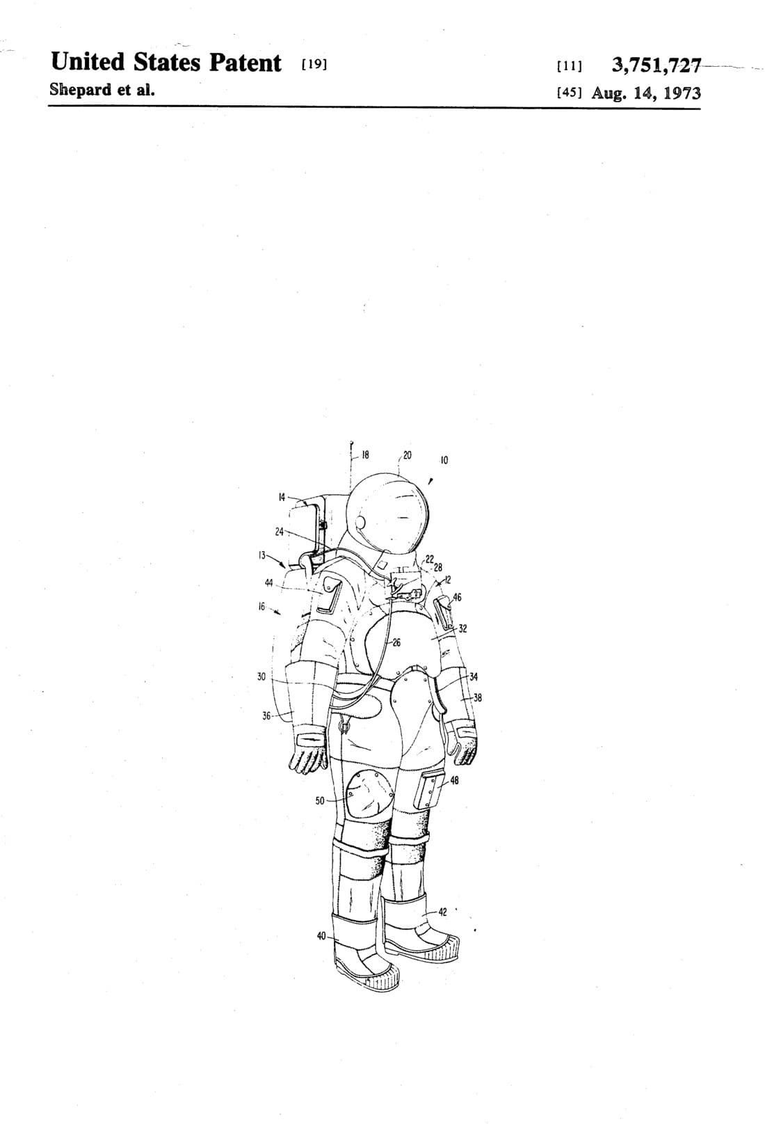 Space suit patent drawing, 1973, archive paper finish