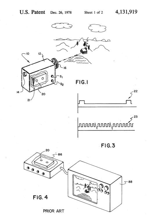 Electronic still camera patent drawing, 1978, archive paper finish