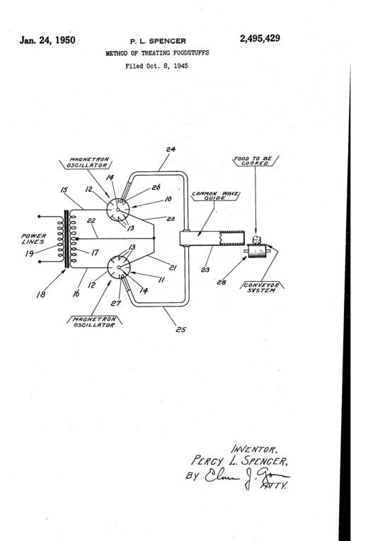 Method of treating foodstuffs patent drawing, 1950, archive paper finish