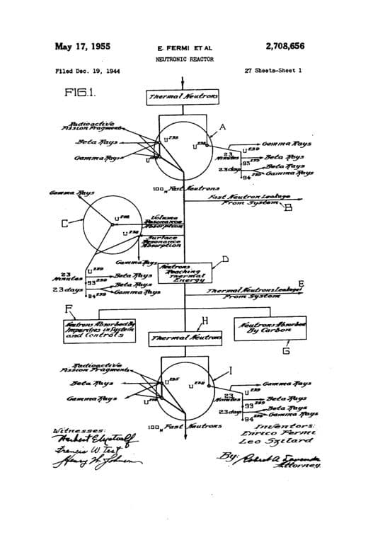 Neutronic reactor patent drawing, 1955, archive paper finish