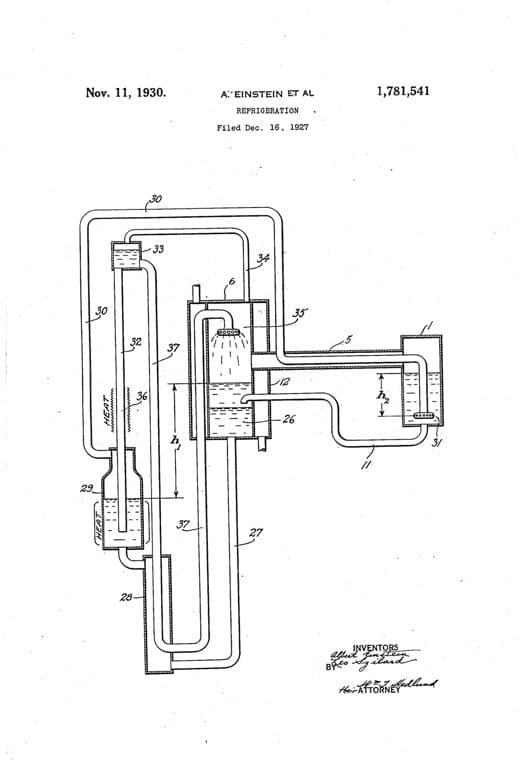 Refrigeration patent drawing, 1930, archive paper finish