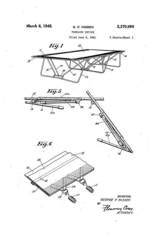 Tumbling device patent drawing, 1945, archive paper finish