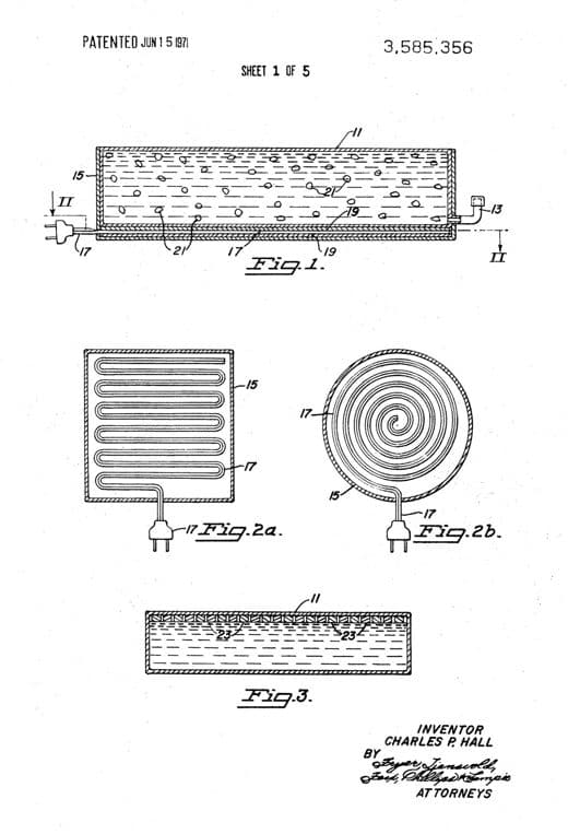 Liquid support for human bodies patent drawing, 1971, archive paper finish