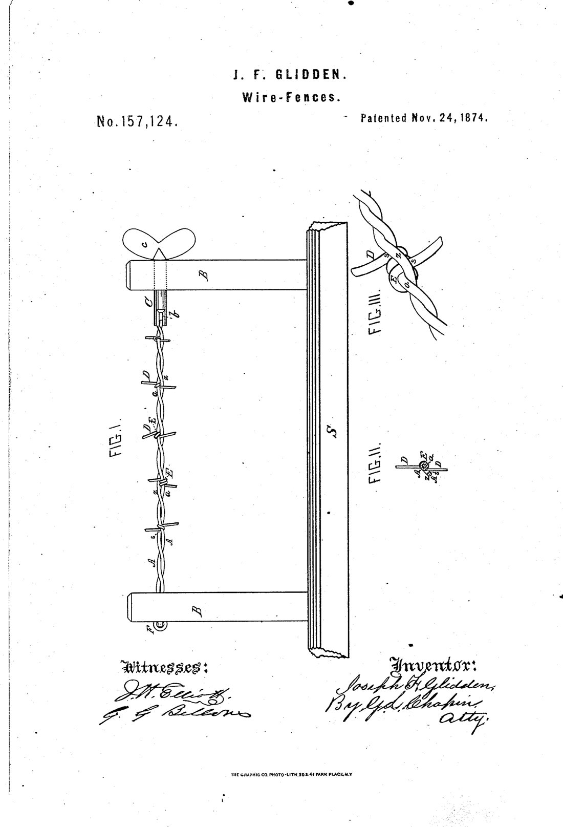 Improvement in wire-fences patent drawing, 1874
