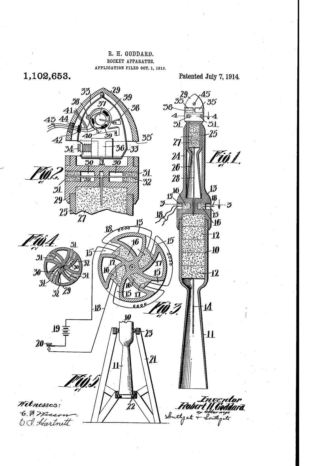 Rocket Apparatus patent drawing, 1914