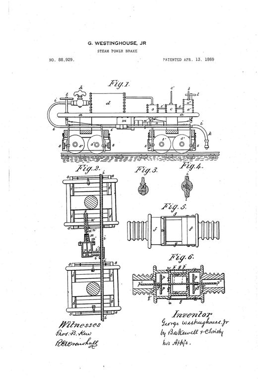 Improvement in steam-power-brake devices patent drawing, 1869