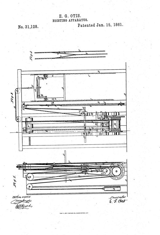 Improvement in hoisting apparatus patent drawing, 1861