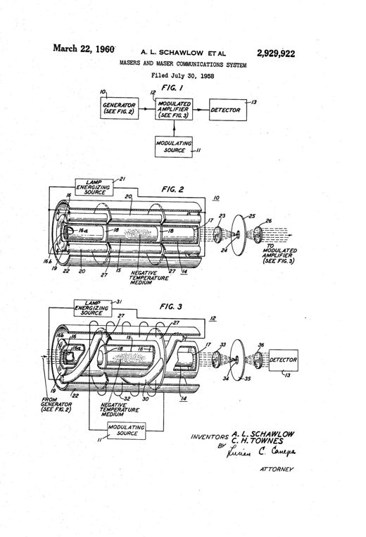 Masers and maser communications system patent drawing, 1960