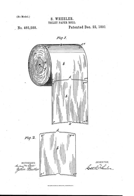Toilet-paper roll patent drawing, 1891