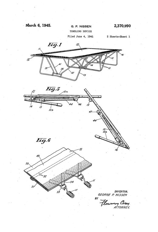 Tumbling device patent drawing, 1945