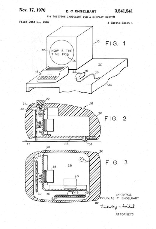 X-Y Position Indicator patent drawing, 1970